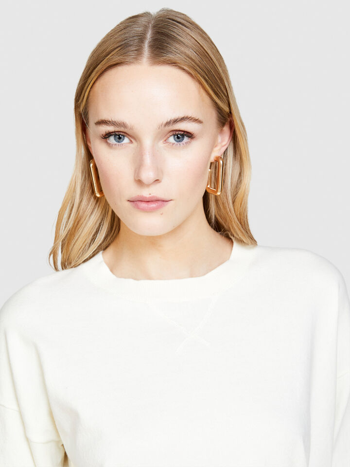 Sweater with slits - women's crew neck sweaters - Creamy White | Sisley image number 5